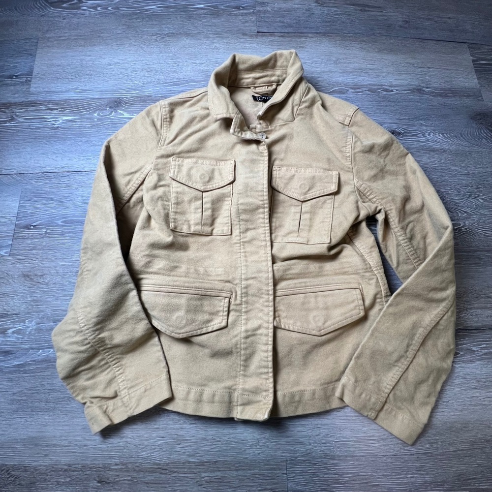 J.Crew Utility Field Jacket Womens 00 Tan Khaki Cotton Blend Safari Coat